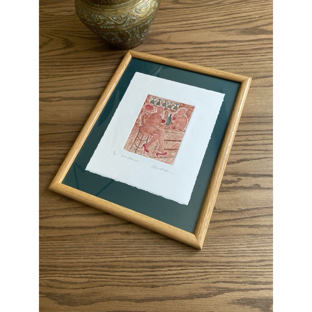 Framed Lithocut Print By Liz Lyons Friedman ‘Wine And Romance’ Original Artwork